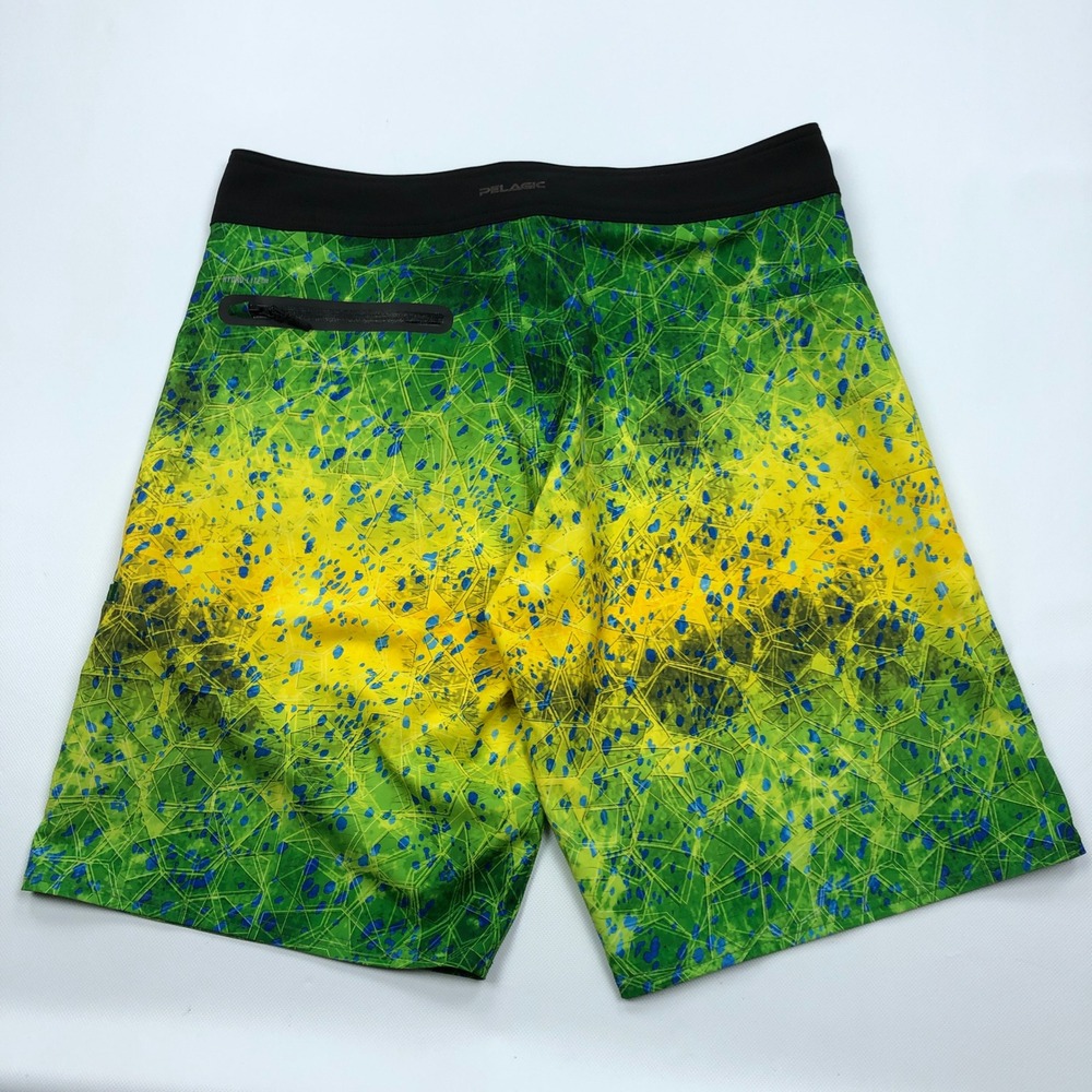 Pelagic Hydro-Lite Pro Board Shorts Mens 34 Green Yellow Dorado Fishing 10989-00 - Picture 4 of 8